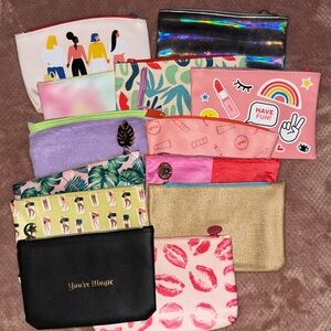 Assorted Cosmetic Zip Pouches - Colorful Mixed Designs